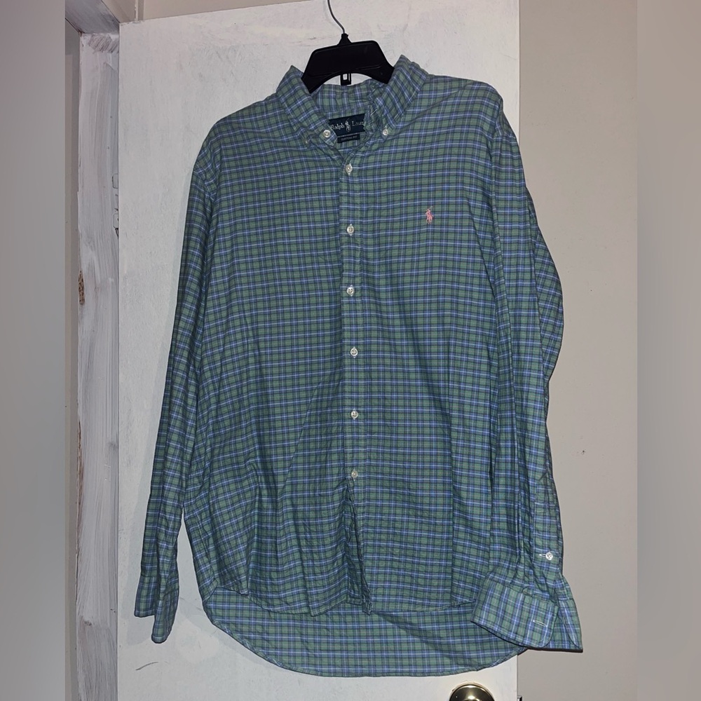 Ralph Lauren Blue and Green Checkered Shirt